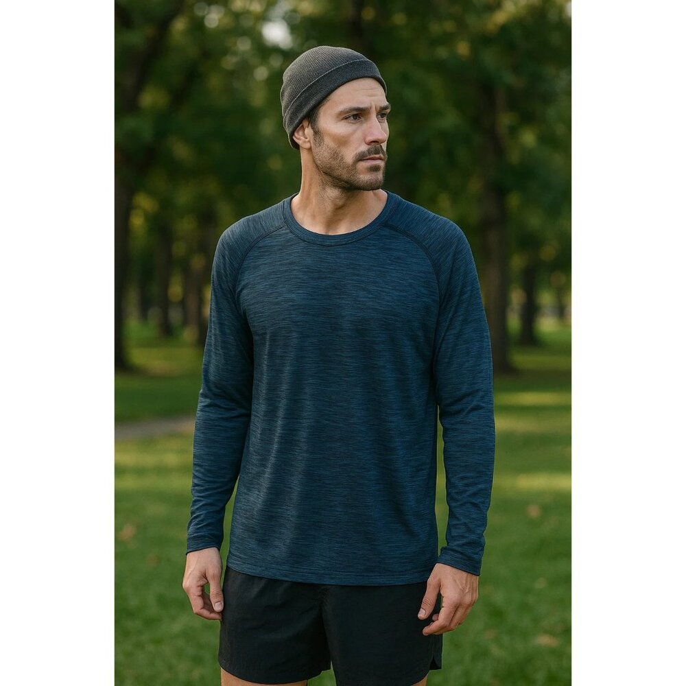 Lululemon Men's XL Long-Sleeve Blue Black Shirt Tee